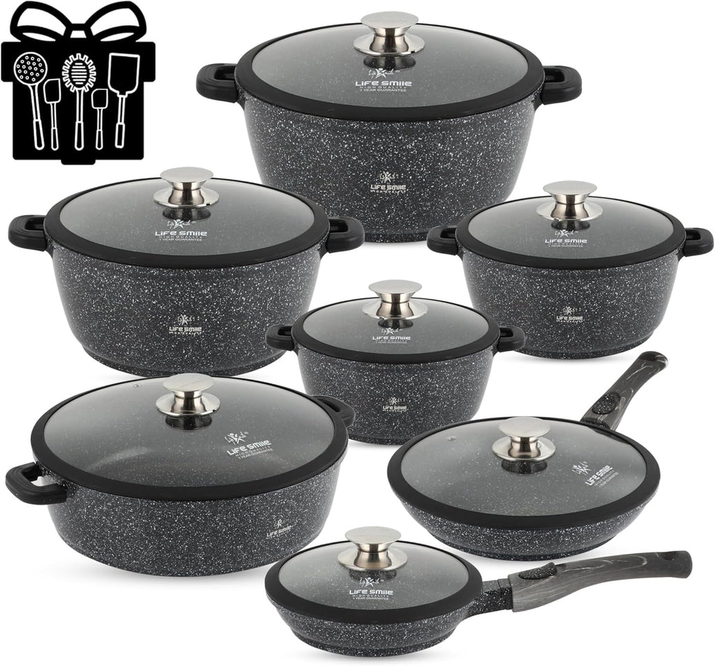 Cookware Set - Granite Non Stick Coating 100% PFOA FREE (31 Pieces)