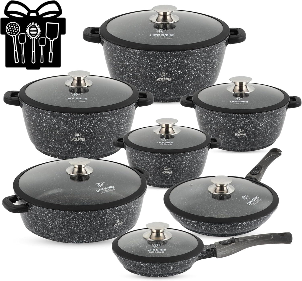 Cookware Set - Granite Non Stick Coating 100% PFOA FREE (31 Pieces)