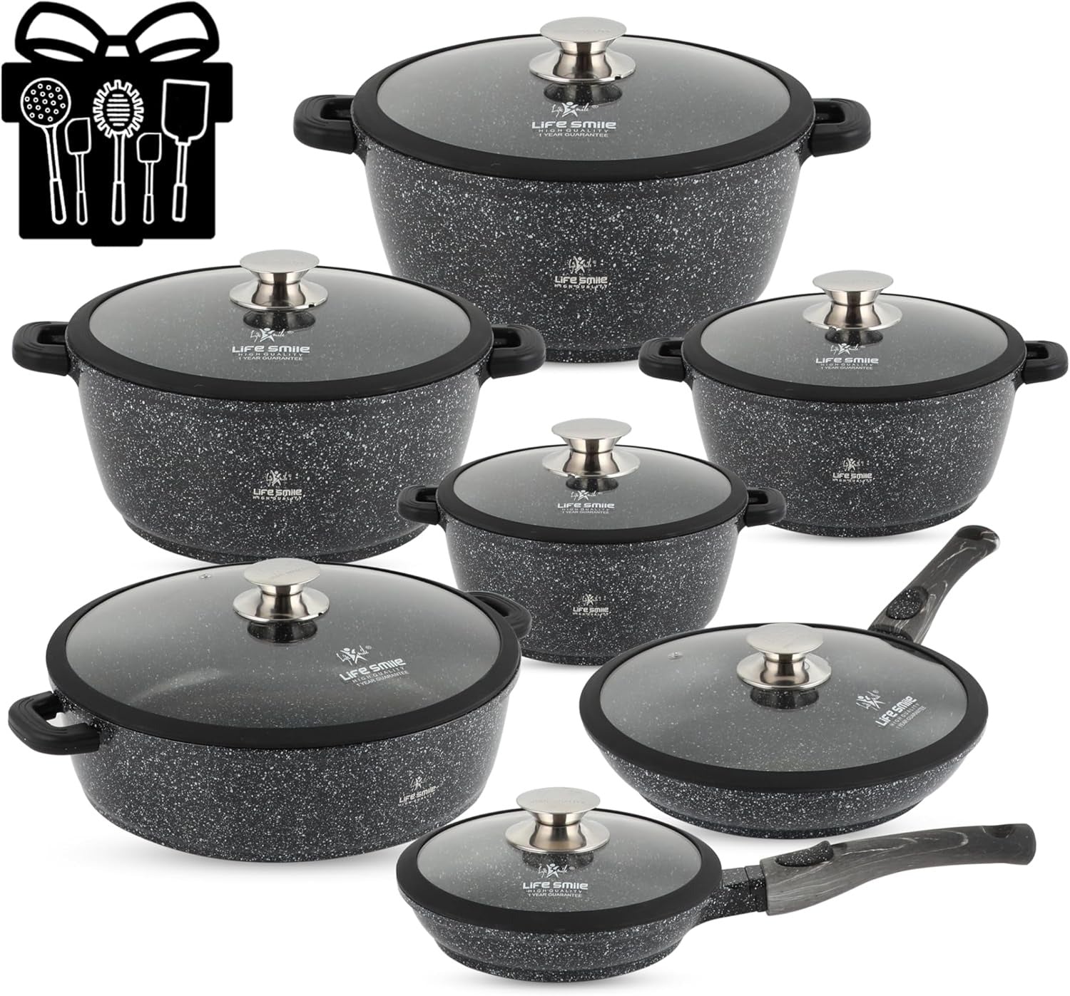 Cookware Set - Granite Non Stick Coating 100% PFOA FREE (31 Pieces)