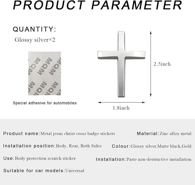 💝Buy 1 get 1 free💥✝️ Metal Jesus Christ Cross Badge Stickers