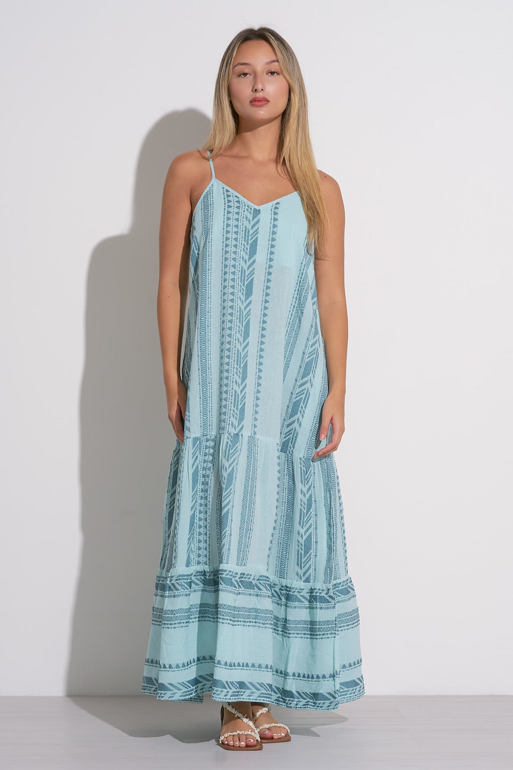 ELAN ARIA BLUE SPAGHETTI STRAP MAXI DRESS