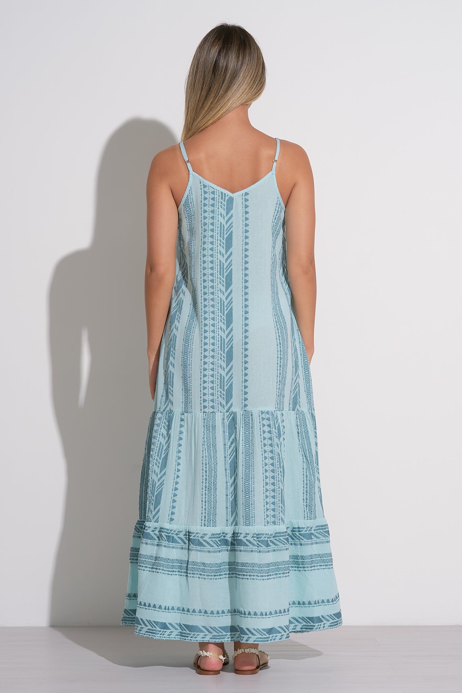 ELAN ARIA BLUE SPAGHETTI STRAP MAXI DRESS